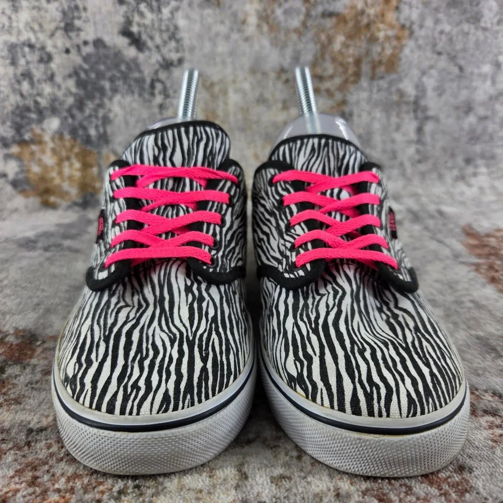Vans Atwood Low Zebra Print Sneakers Womens 7.5 Black White Hot Pink Skate Shoes